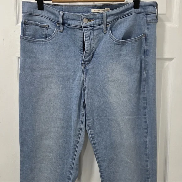 Levi's 314 Shaping Straight Jeans 31x30 Light Wash Stretch Mid Rise Tummy Contro - Picture 3 of 10
